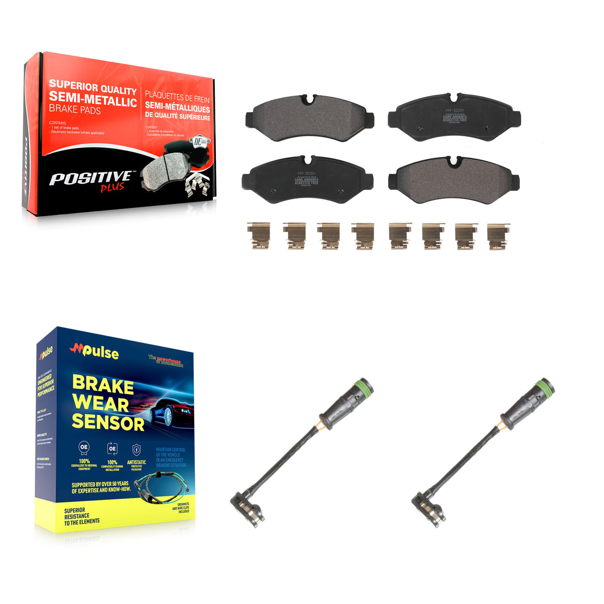 Rear Semi-Metallic Brake Pad And Wear Sensor Kit For Freightliner Sprinter 2500 3500 1500 KPW-101342