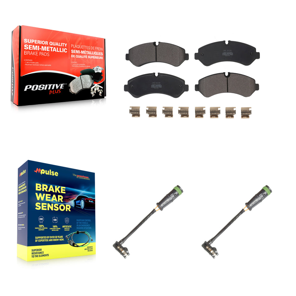 Rear Semi-Metallic Disc Brake Pads And Wear Sensors Kit For Freightliner Sprinter 3500 KPW-101343