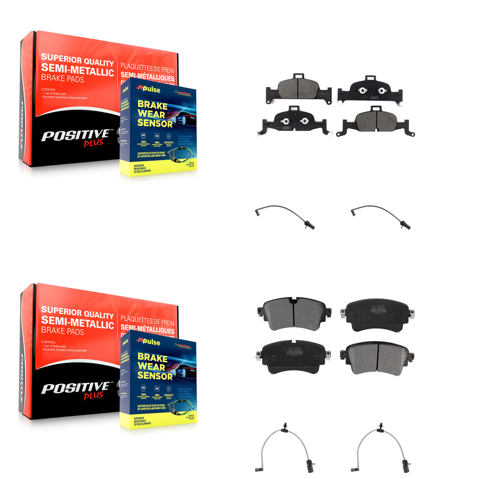 Front Rear Semi-Metallic Disc Brake Pads And Wear Sensors Kit For Audi A6 Quattro 2.0L KPW-101359