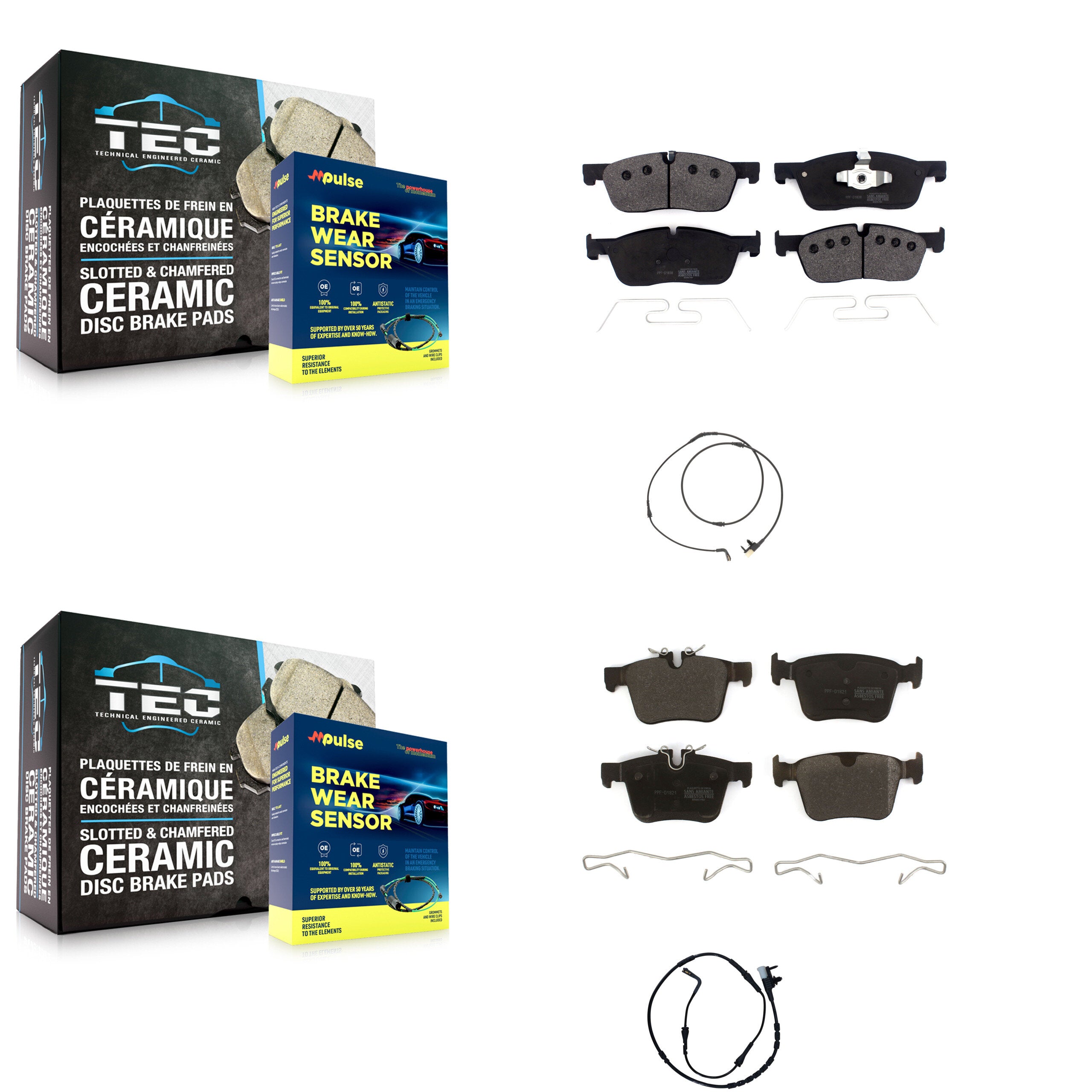 Front Rear Semi-Metallic Brake Pad And Wear Sensor Kit For Jaguar F-Pace Land Rover Range KPW-101362