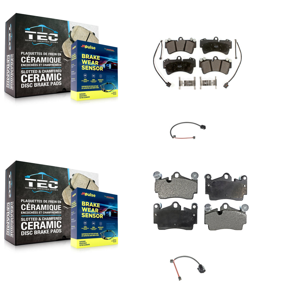 Front Rear Semi-Metallic Disc Brake Pad Extra Wear Sensor Kit For Audi Q7 Porsche Cayenne KPW-101365