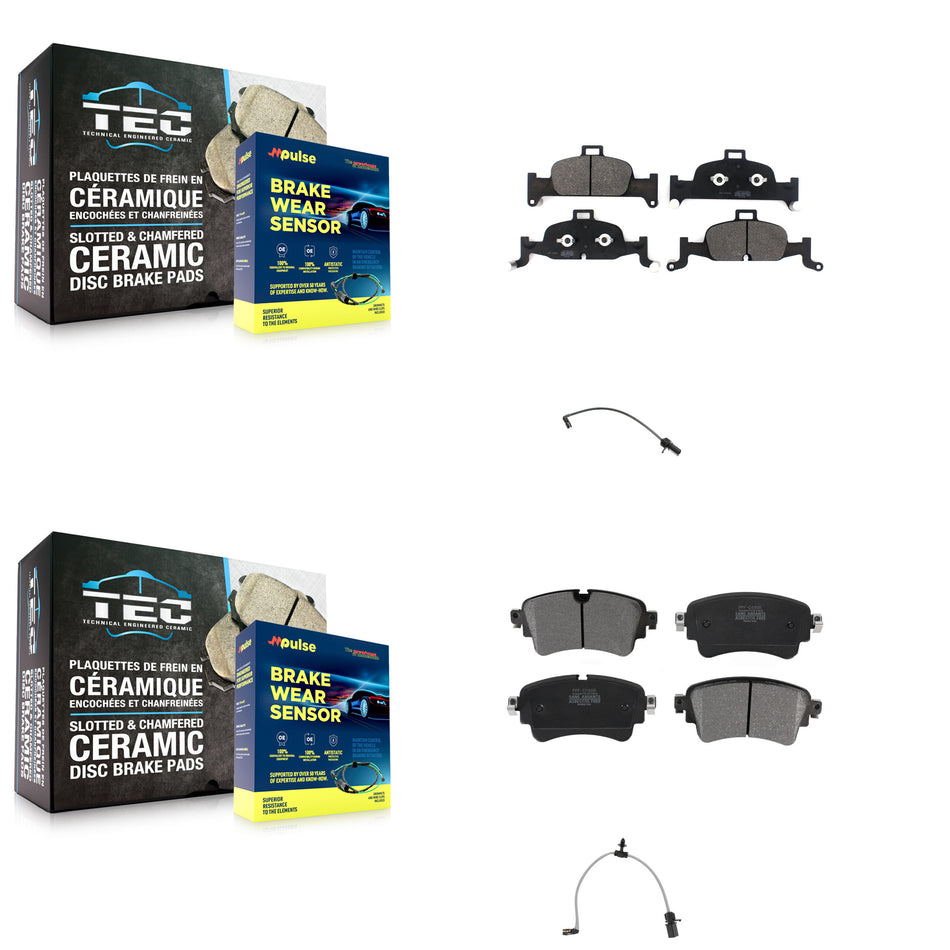 Front Rear Semi-Metallic Disc Brake Pads And Wear Sensors Kit For Audi A6 Quattro 2.0L KPW-101373
