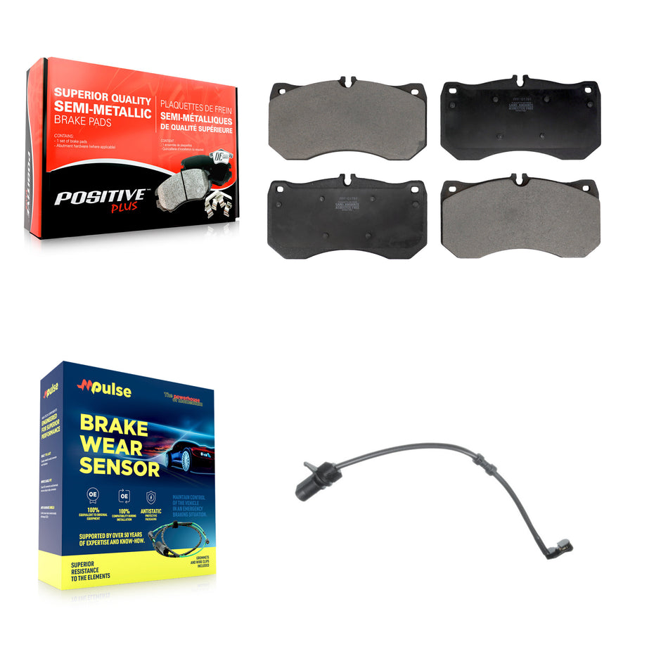 Front Semi-Metallic Disc Brake Pads And Wear Sensors Kit For Audi A7 Quattro A8 KPW-101376