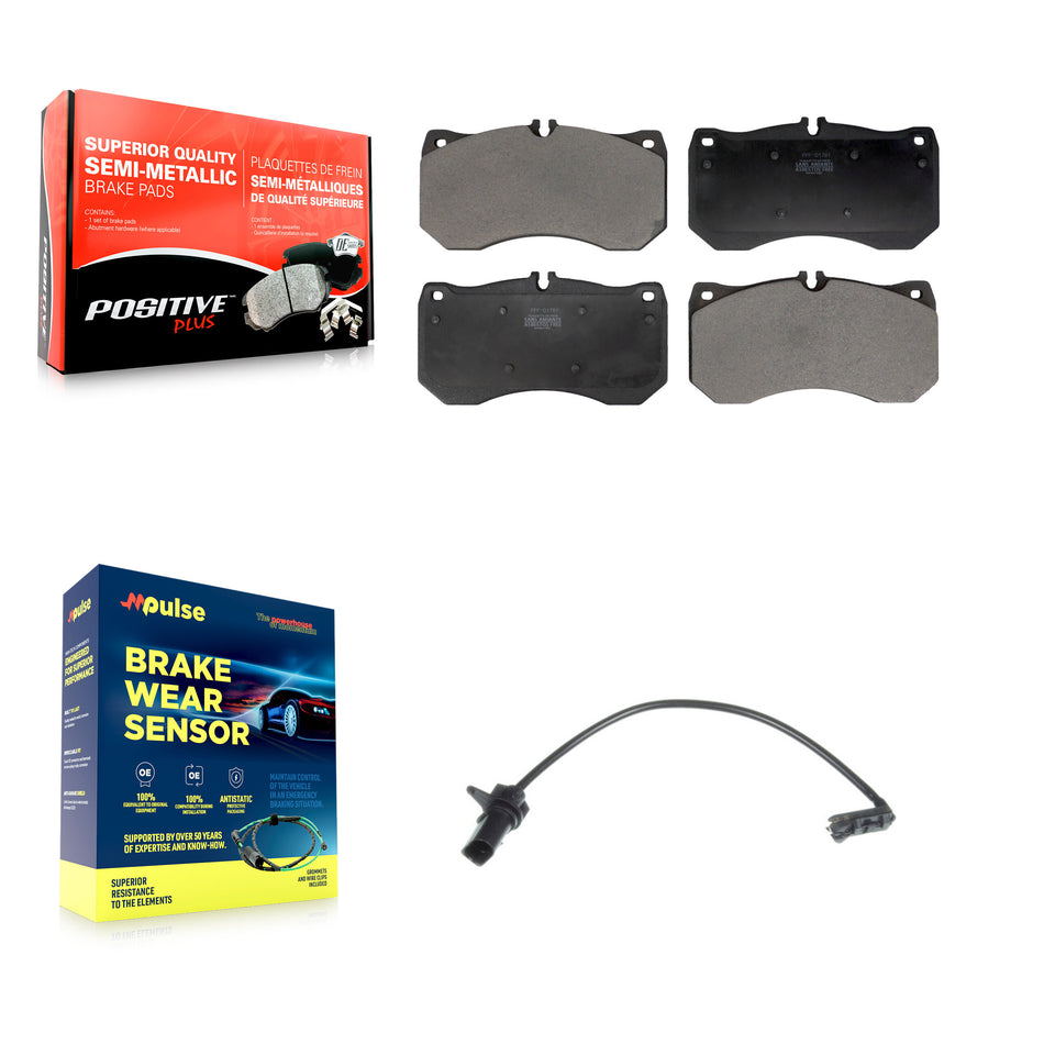 Front Semi-Metallic Disc Brake Pads And Wear Sensors Kit For Audi S6 S7 S8 KPW-101381
