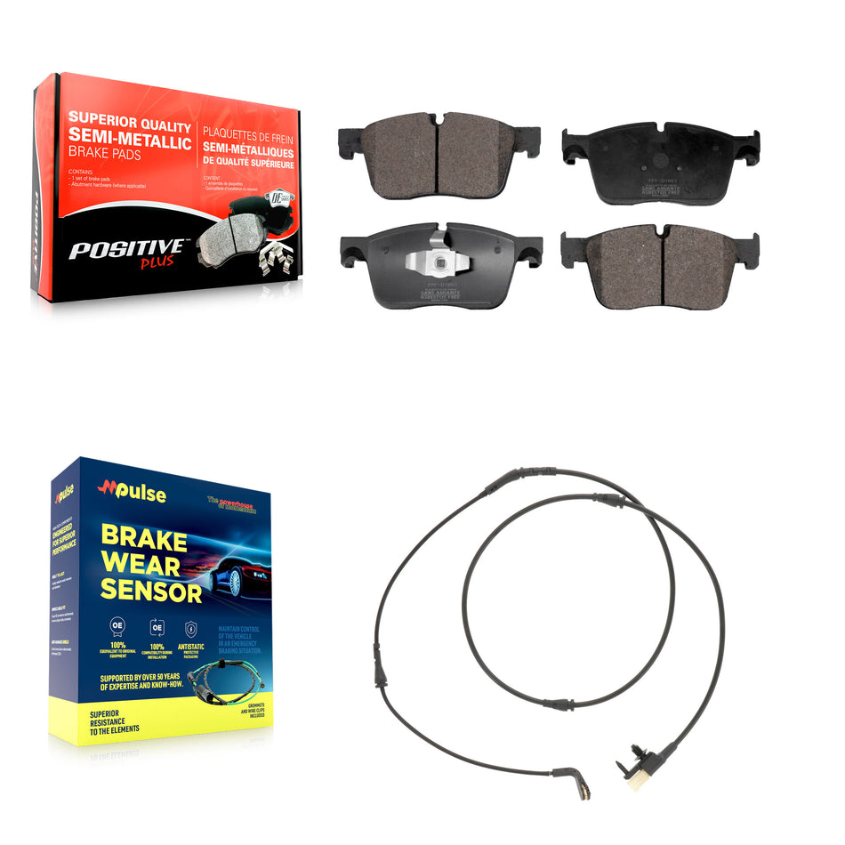 Front Semi-Metallic Brake Pads & Wear Sensor Kit For Jaguar F-Pace Land Rover Range Velar KPW-101382