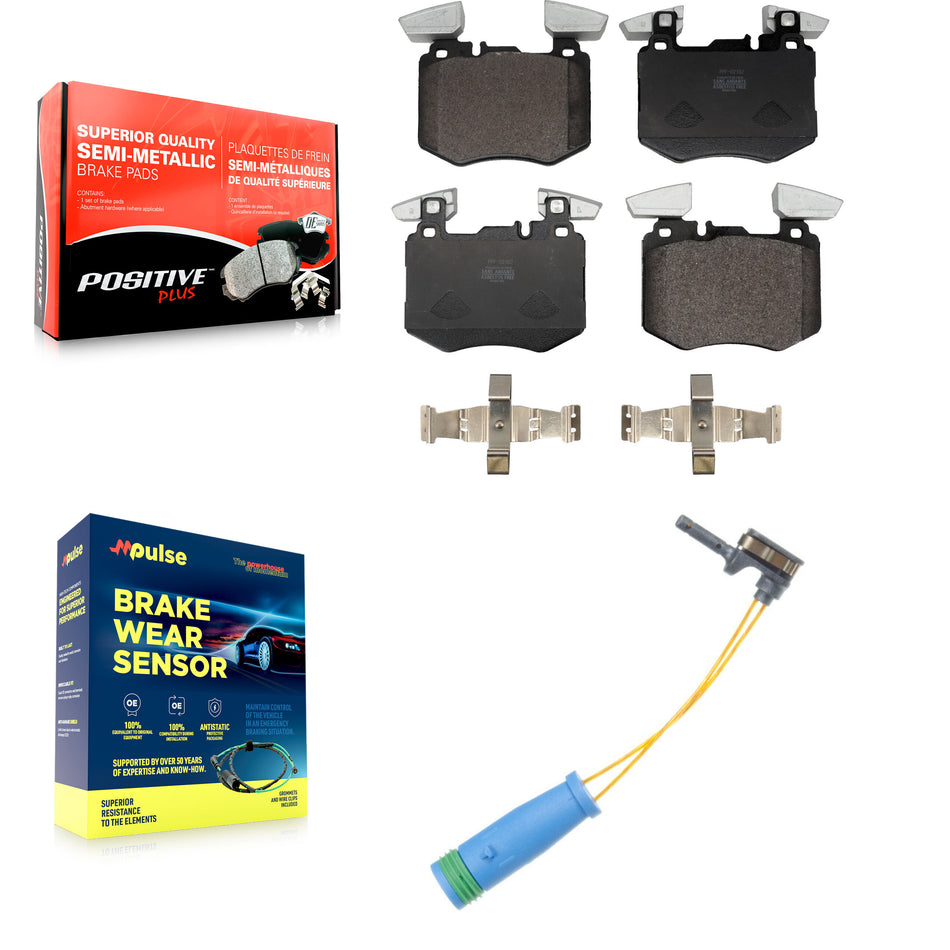Front Semi-Metallic Disc Brake Pads And Wear Sensors Kit For Mercedes-Benz GLC300 KPW-101391