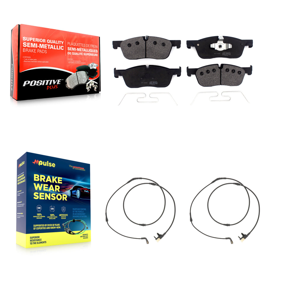 Front Semi-Metallic Brake Pads & Wear Sensor Kit For Jaguar F-Pace Land Rover Range Velar KPW-101402