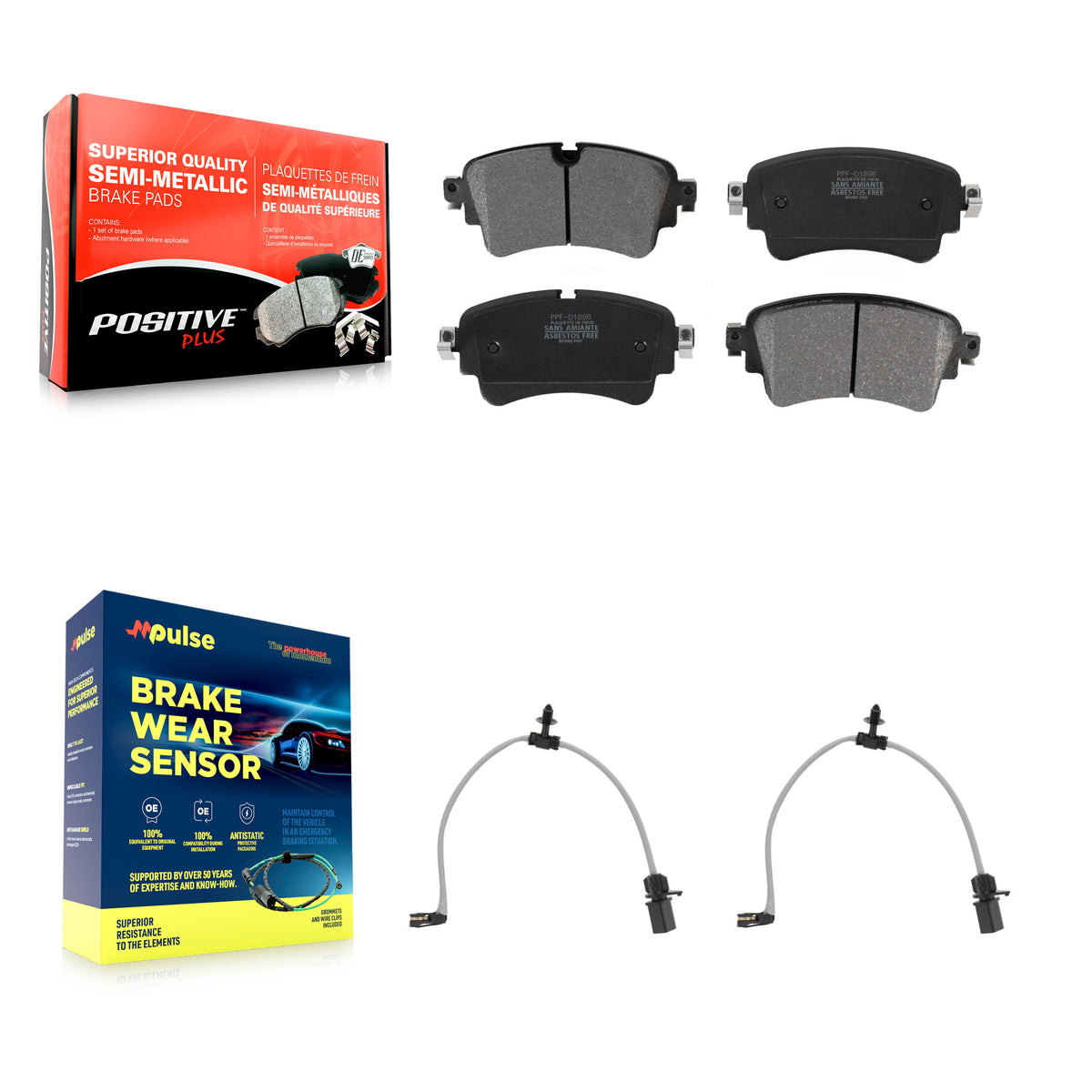 Rear Semi-Metallic Brake Pad And Wear Sensor Kit For Audi Q5 A6 Quattro A7 Sportback PHEV KPW-101413