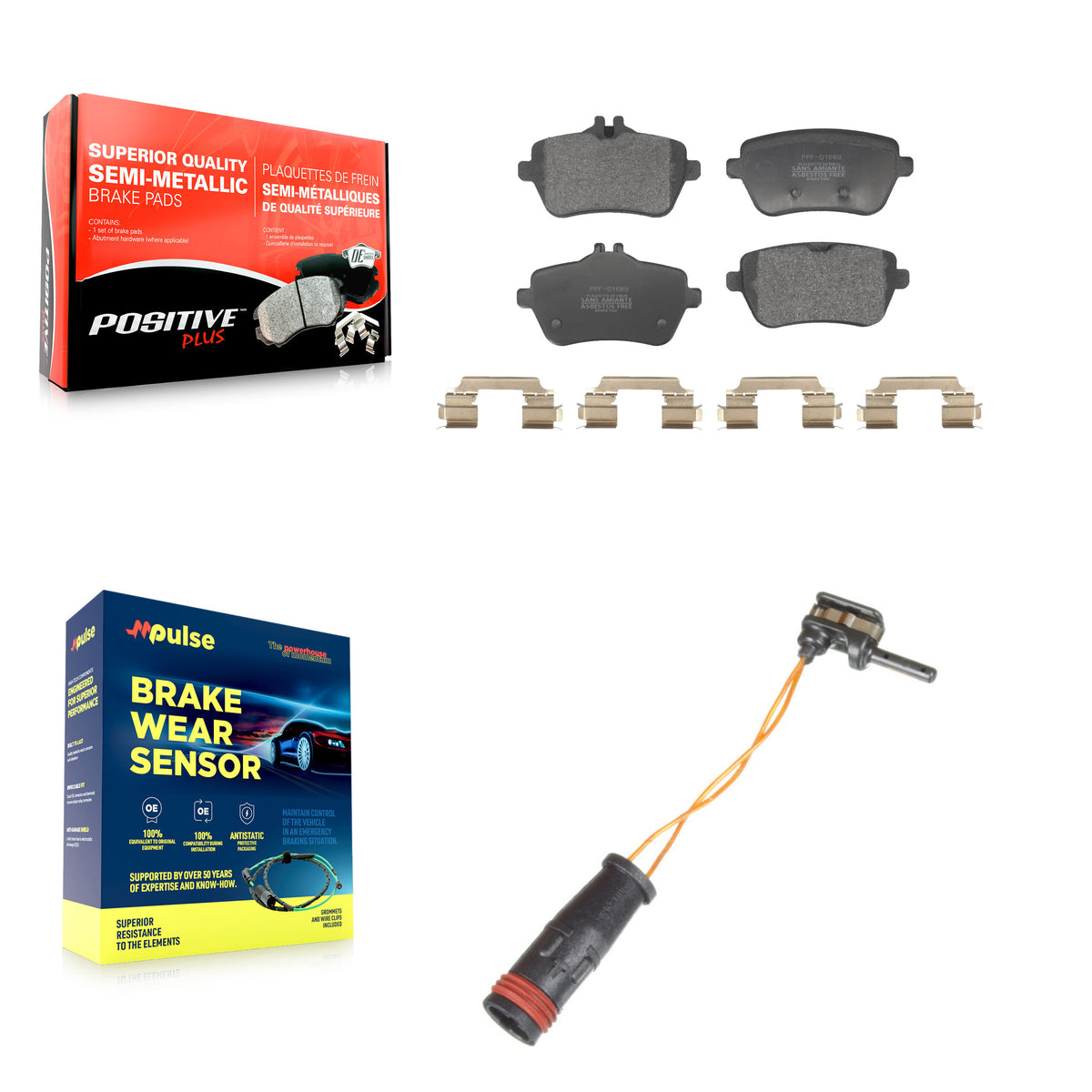 Rear Semi-Metallic Brake Pad Wear Sensor Kit For Mercedes-Benz S550 S560 SL450 S450 SL550 KPW-101426