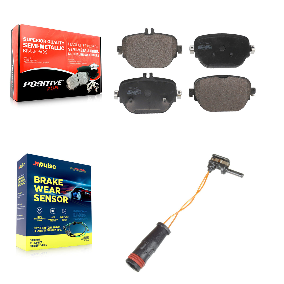 Rear Semi-Metallic Brake Pad & Wear Sensor Kit For 2019-2020 Mercedes-Benz E63 AMG S 4.0L KPW-101427