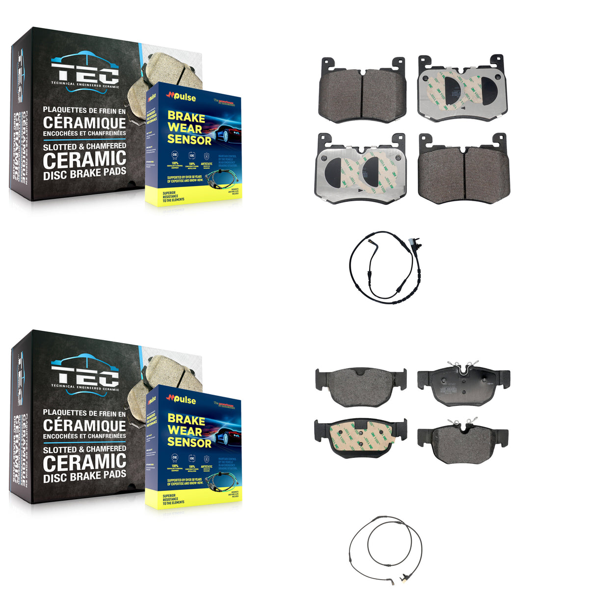 Front Rear Semi-Metallic Disc Brake Pads And Wear Sensors Kit For Land Rover Range Velar KPW-101434