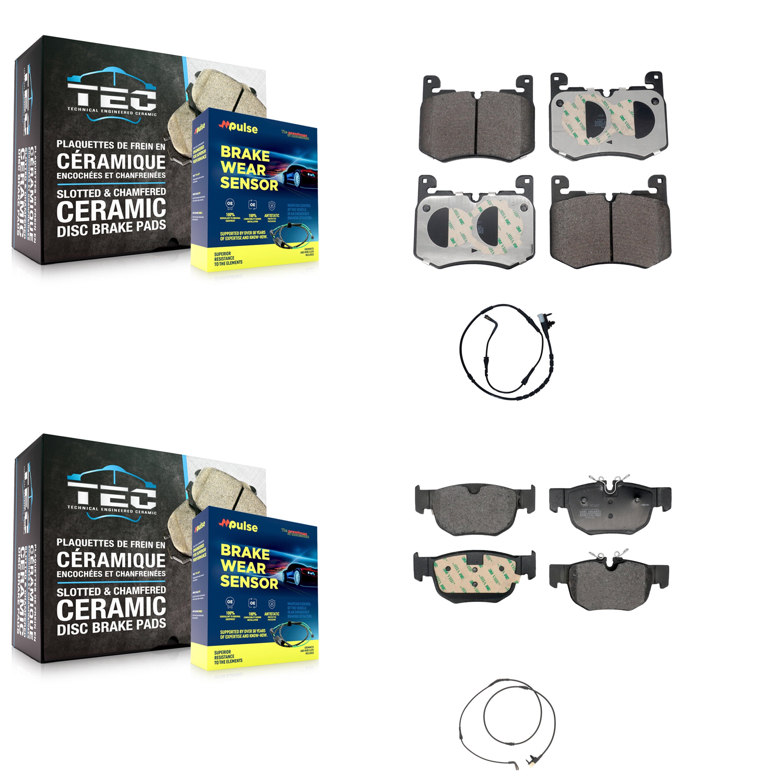 Front Rear Semi-Metallic Disc Brake Pads And Wear Sensors Kit For Land Rover Range Velar KPW-101434