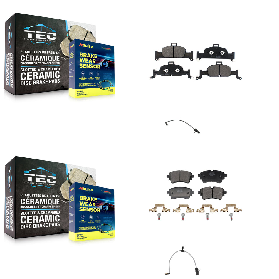 Front Rear Semi-Metallic Disc Brake Pads And Wear Sensors Kit For Audi A6 Quattro 2.0L KPW-101438