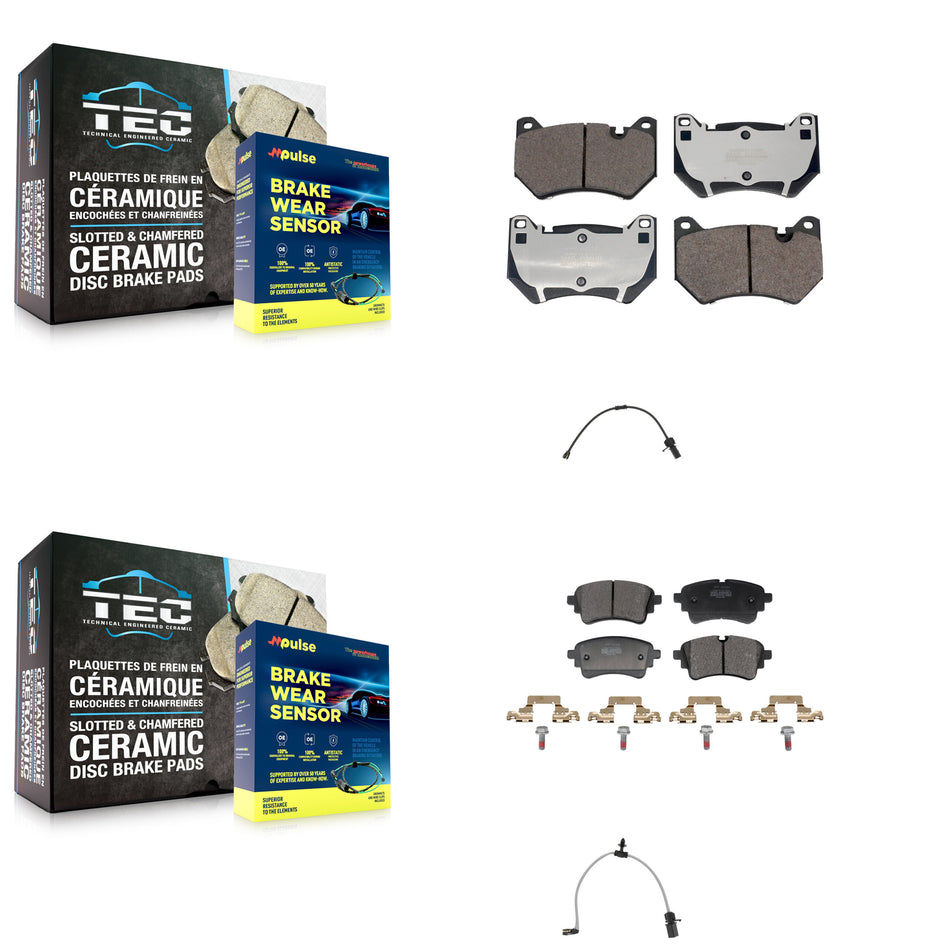 Front Rear Semi-Metallic Disc Brake Pads And Wear Sensors Kit For 2021 Audi Q5 2.0L KPW-101444