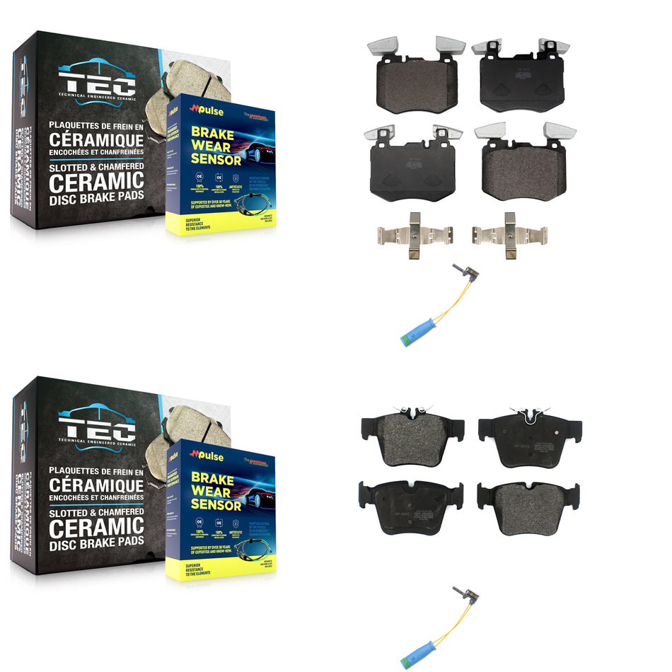 Front Rear Semi-Metallic Disc Brake Pads And Wear Sensors Kit For Mercedes-Benz GLC300 KPW-101446