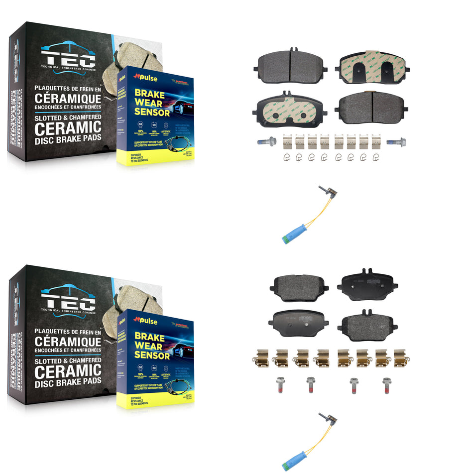 Front Rear Semi-Metallic Disc Brake Pads And Wear Sensors Kit For Mercedes-Benz GLE350 KPW-101452