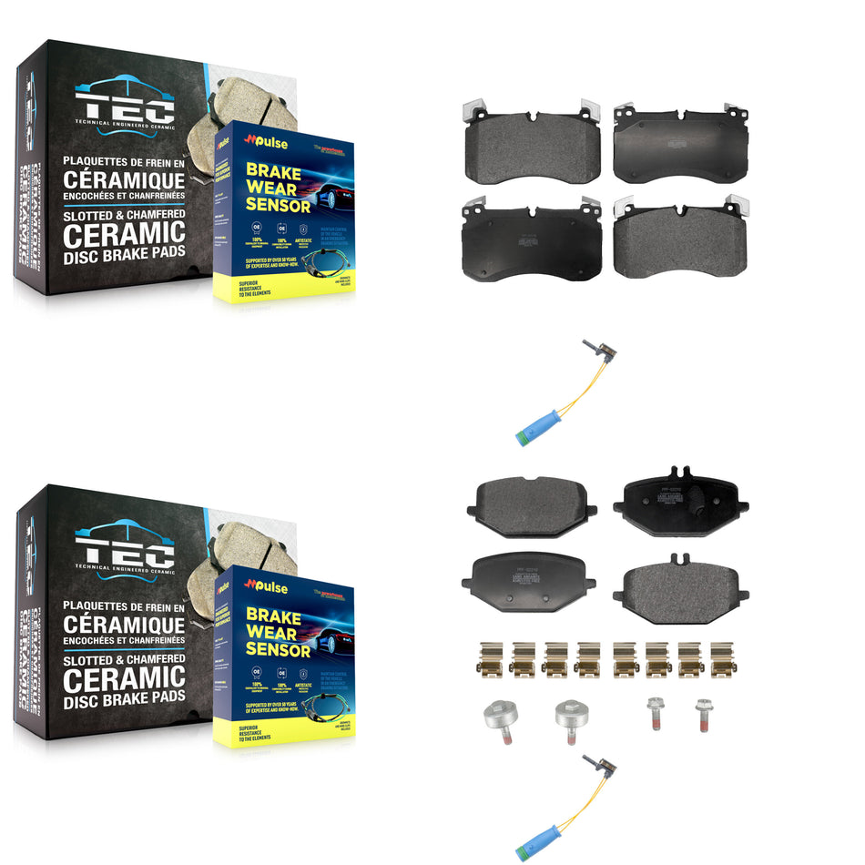 Front Rear Semi-Metallic Brake Pads & Wear Sensor Kit For 20-22 Mercedes-Benz GLS450 3.0L KPW-101453