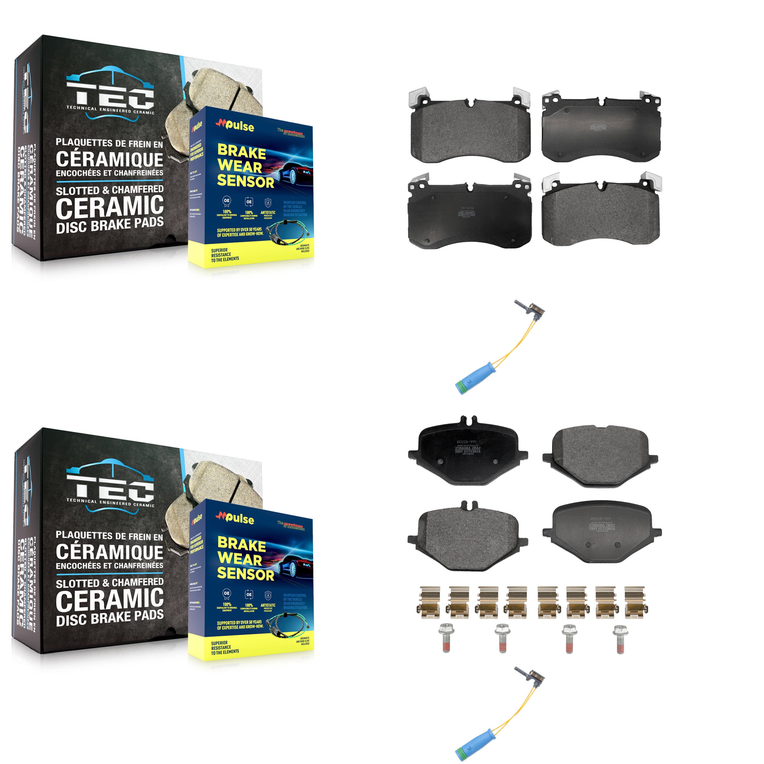 Front Rear Semi-Metallic Disc Brake Pad Wear Sensor Kit For Mercedes-Benz GLS63 AMG GLE53 KPW-101454