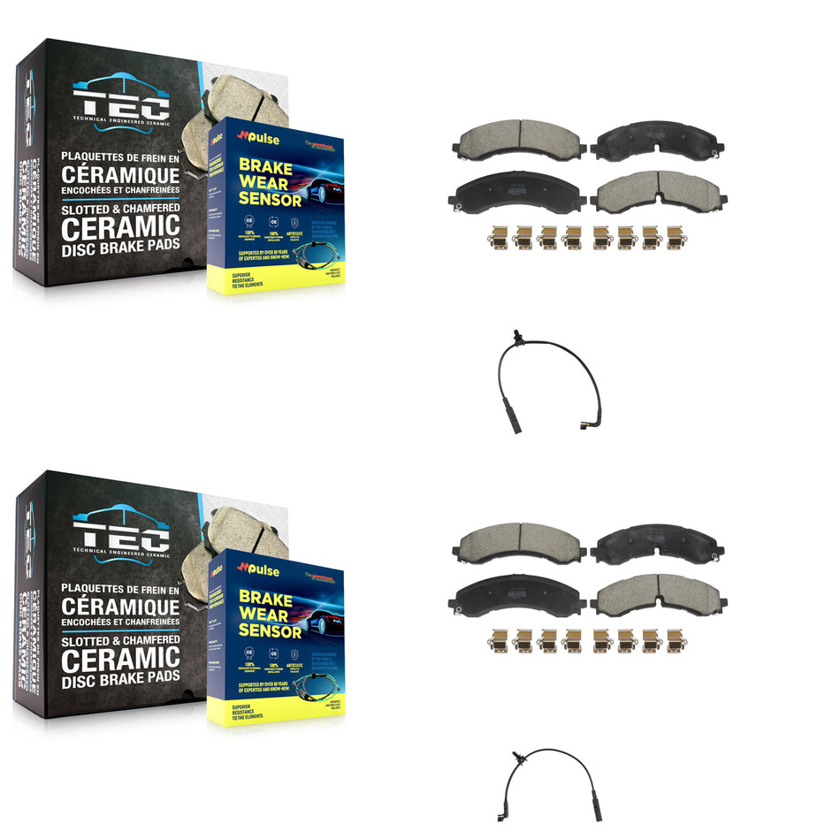 Front Rear Semi-Metallic Brake Pads Wear Sensor Kit For GMC Chevrolet Sierra 2500 HD 3500 KPW-101455