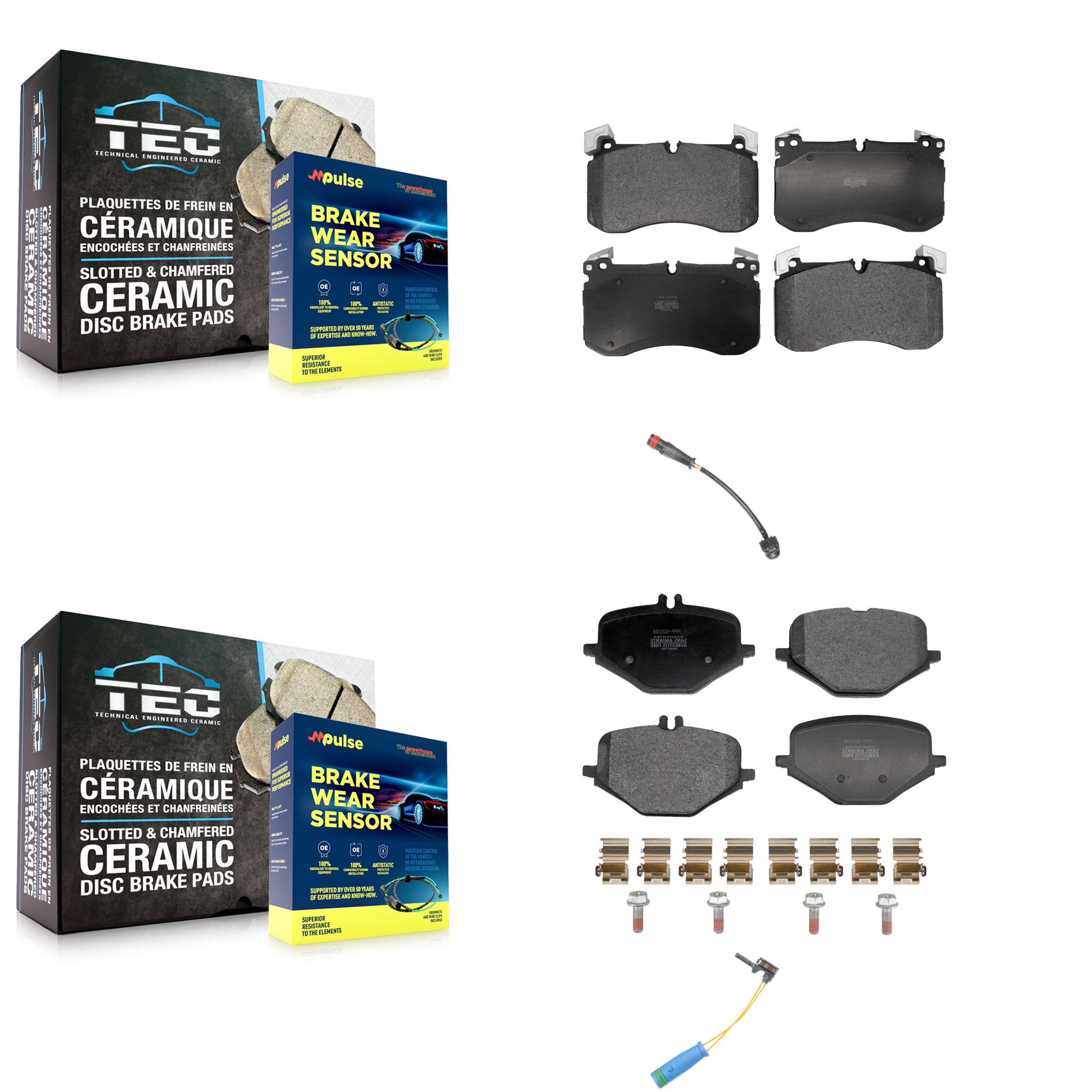 Front Rear Semi-Metallic Brake Pad & Wear Sensor Kit For 19-22 Mercedes-Benz G63 AMG 4.0L KPW-101456