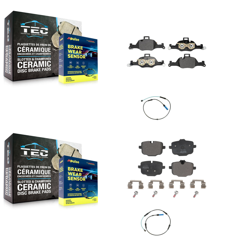 Front Rear Semi-Metallic Disc Brake Pads And Wear Sensors Kit For BMW 540i xDrive KPW-101457
