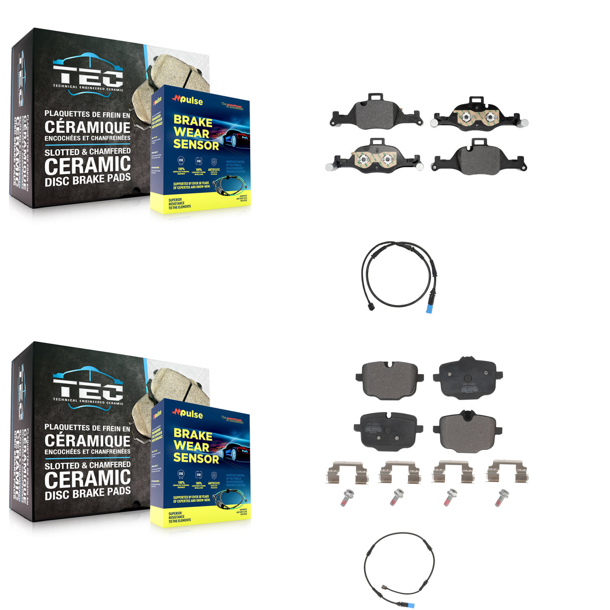 Front Rear Semi-Metallic Disc Brake Pads And Wear Sensors Kit For BMW X5 X6 KPW-101458