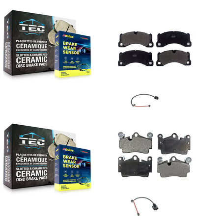 Front Rear Semi-Metallic Disc Brake Pads And Wear Sensors Kit For Porsche Cayenne KPW-101461