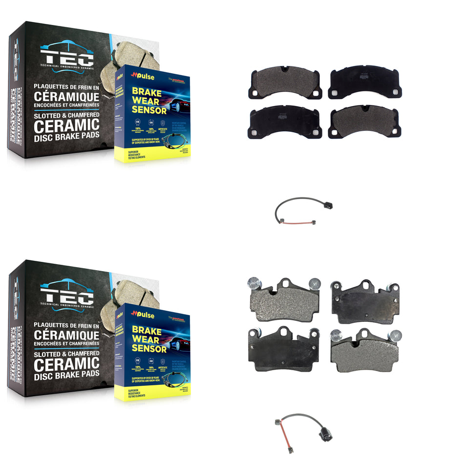 Front Rear Semi-Metallic Disc Brake Pads And Wear Sensors Kit For Porsche Cayenne KPW-101461