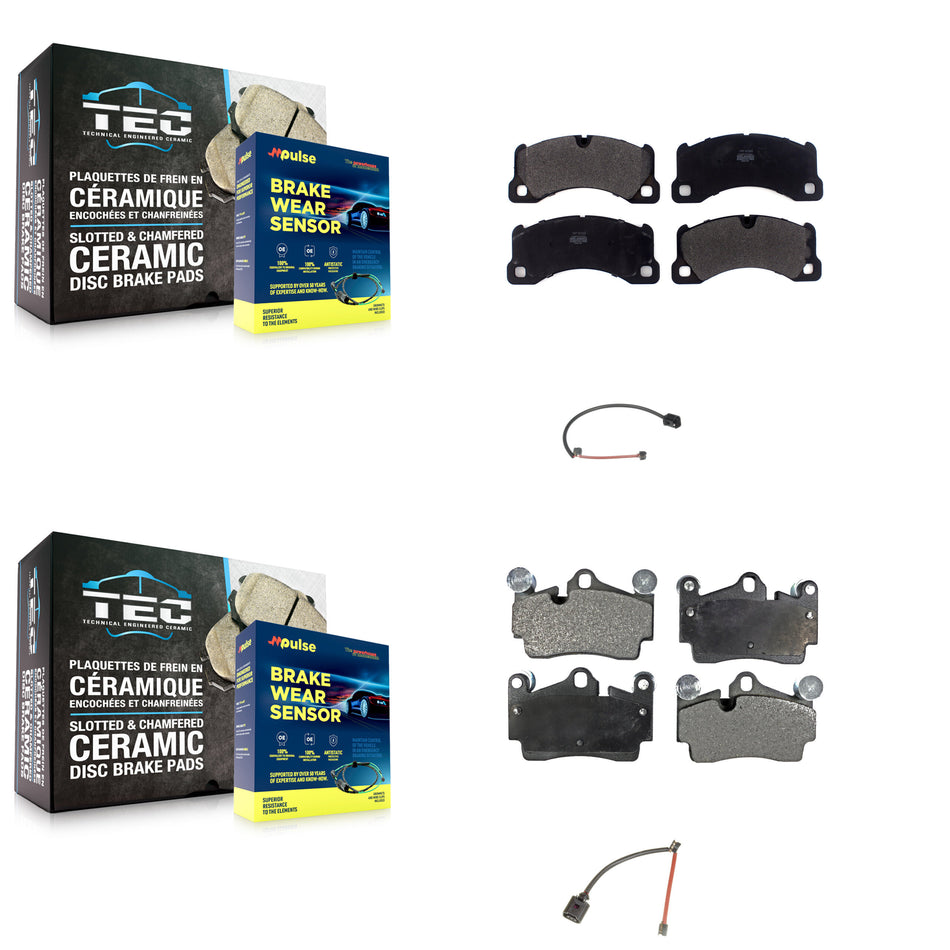 Front Rear Semi-Metallic Disc Brake Pads And Wear Sensors Kit For Porsche Cayenne KPW-101462