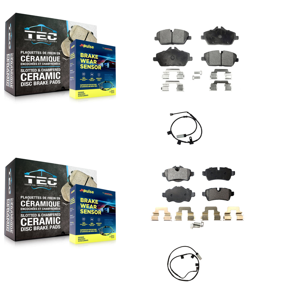 Front Rear Semi-Metallic Disc Brake Pads And Wear Sensors Kit For Mini Cooper KPW-101464