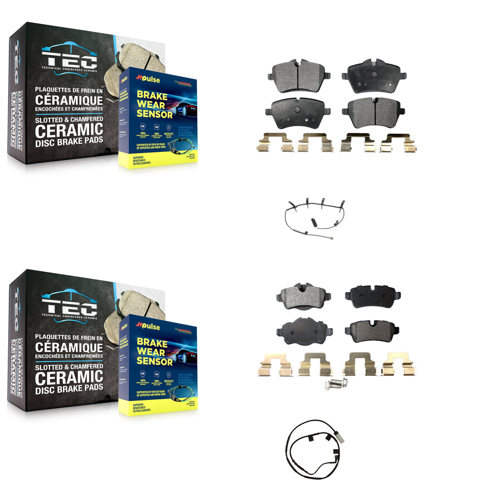 Front Rear Semi-Metallic Disc Brake Pads And Wear Sensors Kit For Mini Cooper KPW-101466