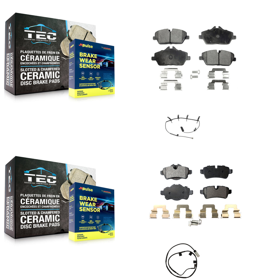Front Rear Semi-Metallic Disc Brake Pads And Wear Sensors Kit For Mini Cooper KPW-101467