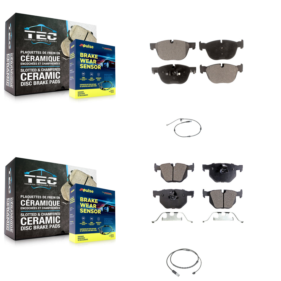 Front Rear Semi-Metallic Brake Pad & Wear Sensor Kit For 15-16 BMW X5 xDrive35d with 3.0L KPW-101471