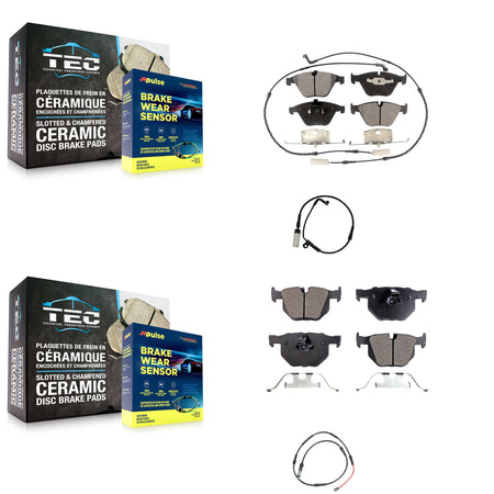 Front Rear Semi-Metallic Brake Pad & Extra Wear Sensor Kit For 09-10 BMW 528i xDrive 3.0L KPW-101472