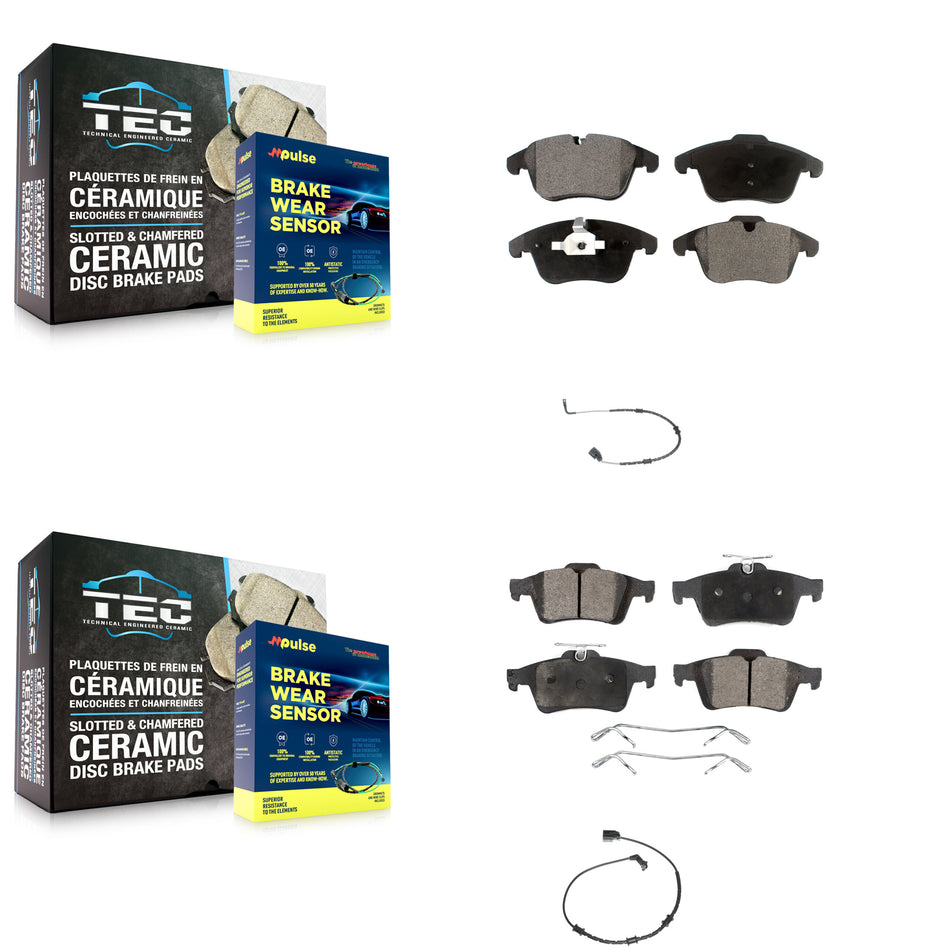 Front Rear Semi-Metallic Disc Brake Pads And Wear Sensors Kit For Jaguar XF KPW-101475
