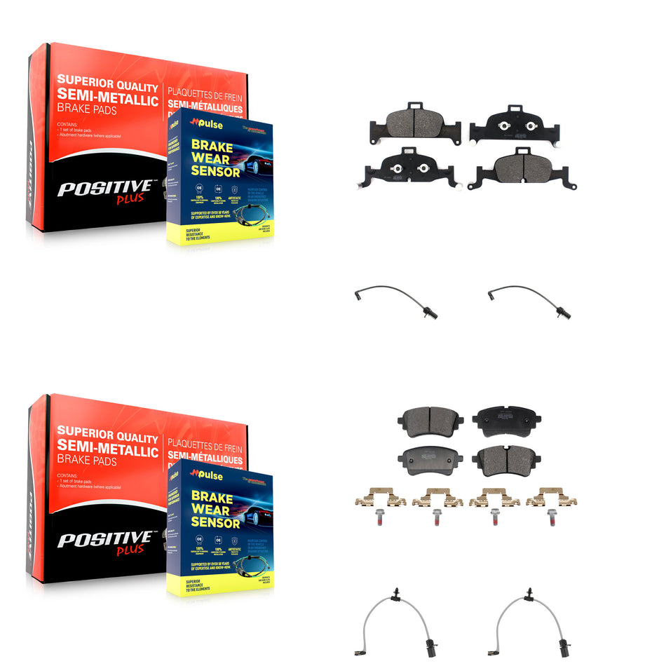 Front Rear Semi-Metallic Disc Brake Pads And Wear Sensors Kit For Audi A6 Quattro 2.0L KPW-101498
