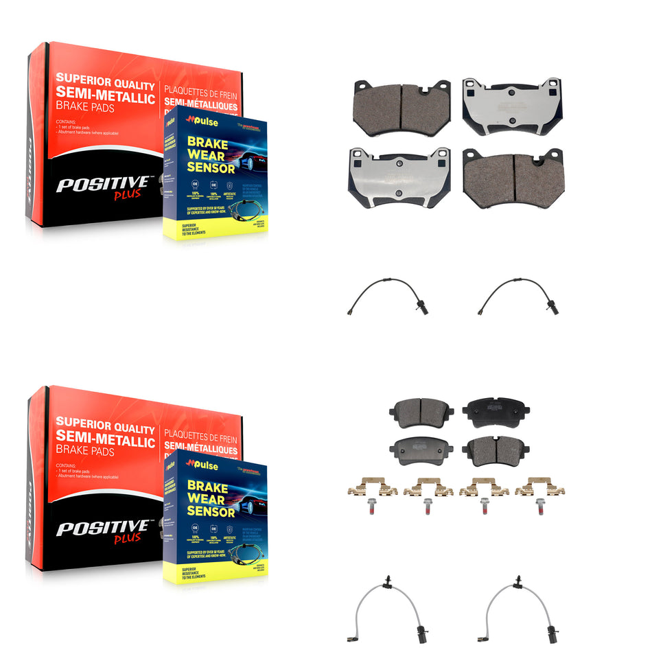 Front Rear Semi-Metallic Disc Brake Pads And Wear Sensors Kit For 2021 Audi Q5 2.0L KPW-101499