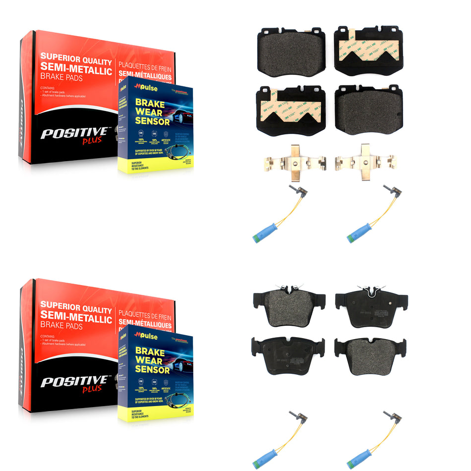 Front Rear Semi-Metallic Disc Brake Pads And Wear Sensors Kit For Mercedes-Benz GLC300 KPW-101514