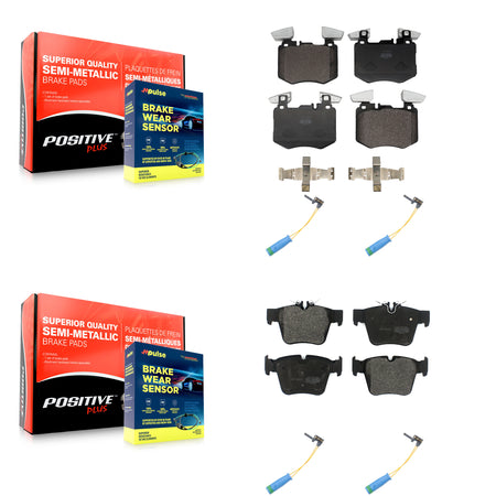 Front Rear Semi-Metallic Disc Brake Pads And Wear Sensors Kit For Mercedes-Benz GLC300 KPW-101515