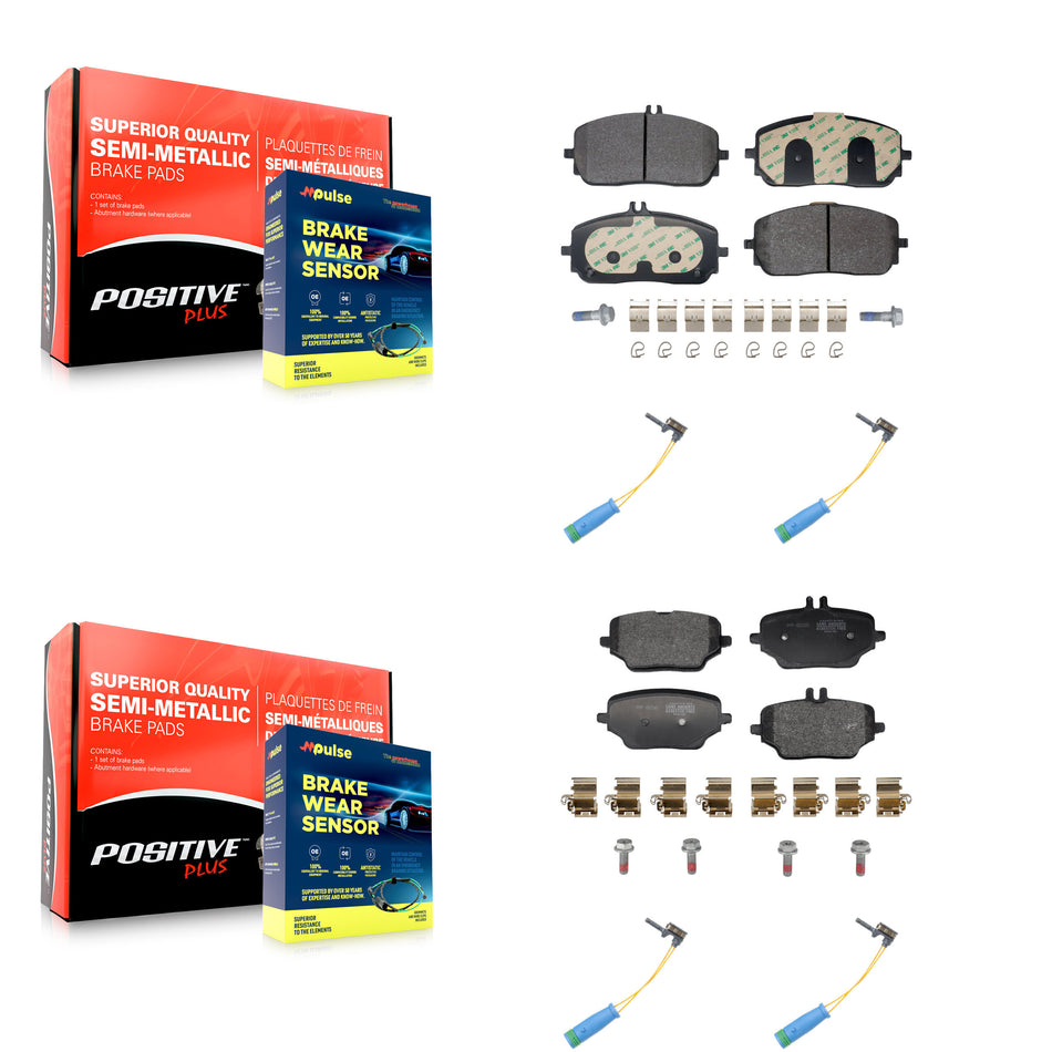 Front Rear Semi-Metallic Disc Brake Pads And Wear Sensors Kit For Mercedes-Benz GLE350 KPW-101519