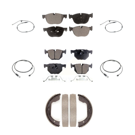 Front Rear Semi-Metallic Brake Pad & Wear Sensor Kit (7Pc) For BMW X5 xDrive35d with 3.0L KPW-101549