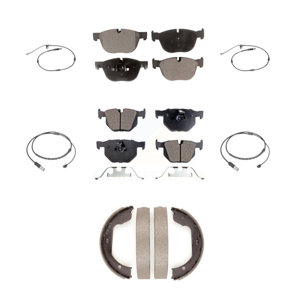 Front Rear Semi-Metallic Brake Pad & Wear Sensor Kit (7Pc) For BMW X5 xDrive35d with 3.0L KPW-101549