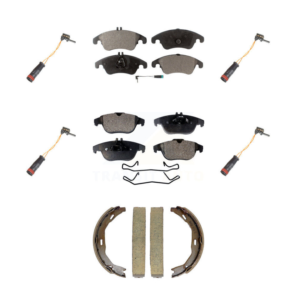 Front Rear Semi-Metallic Brake Pad And Extra Wear Sensor Kit (7Pc) For Mercedes-Benz C300 KPW-101554