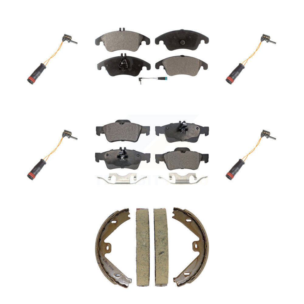 Front Rear Semi-Metallic Brake Pad And Extra Wear Sensor Kit (7Pc) For Mercedes-Benz E350 KPW-101556