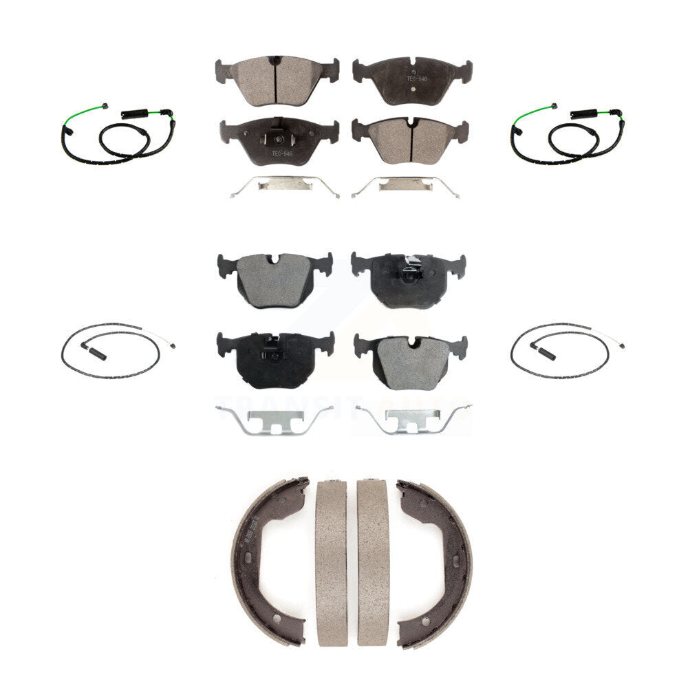 Front Rear Semi-Metallic Disc Brake Pads And Wear Sensors Kit (7Pc) For BMW X3 3.0L KPW-101558