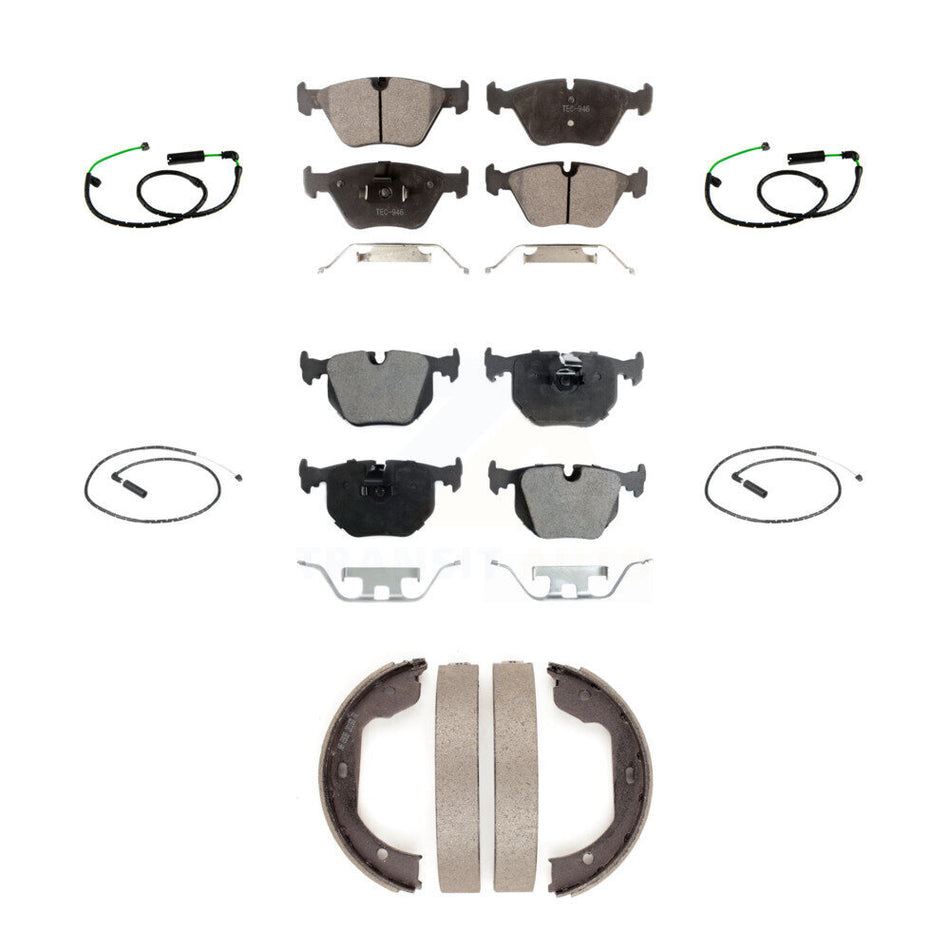 Front Rear Semi-Metallic Disc Brake Pads And Wear Sensors Kit (7Pc) For BMW X3 3.0L KPW-101558