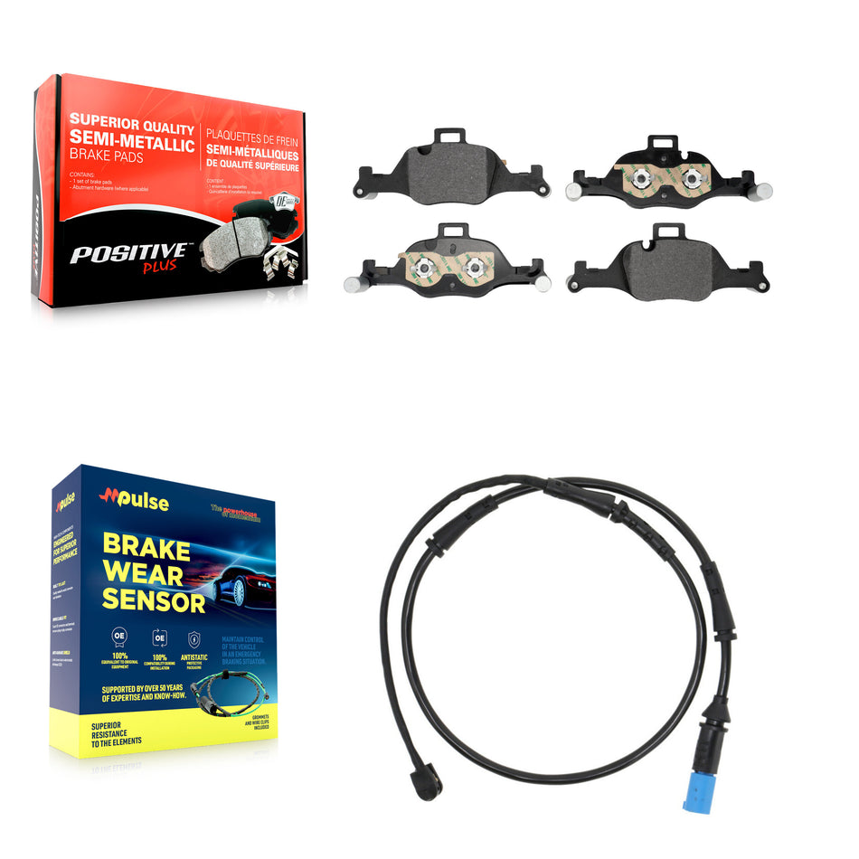 Front Semi-Metallic Disc Brake Pads And Wear Sensors Kit For BMW X5 X6 KPW-101563