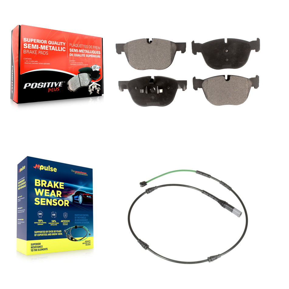 Front Semi-Metallic Disc Brake Pads And Wear Sensors Kit For BMW X6 xDrive35i with 3.0L KPW-101564