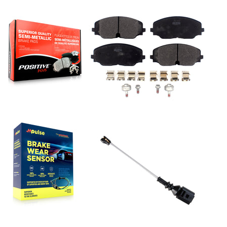 Front Semi-Metallic Disc Brake Pads And Wear Sensors Kit For Volkswagen Atlas Cross Sport KPW-101565