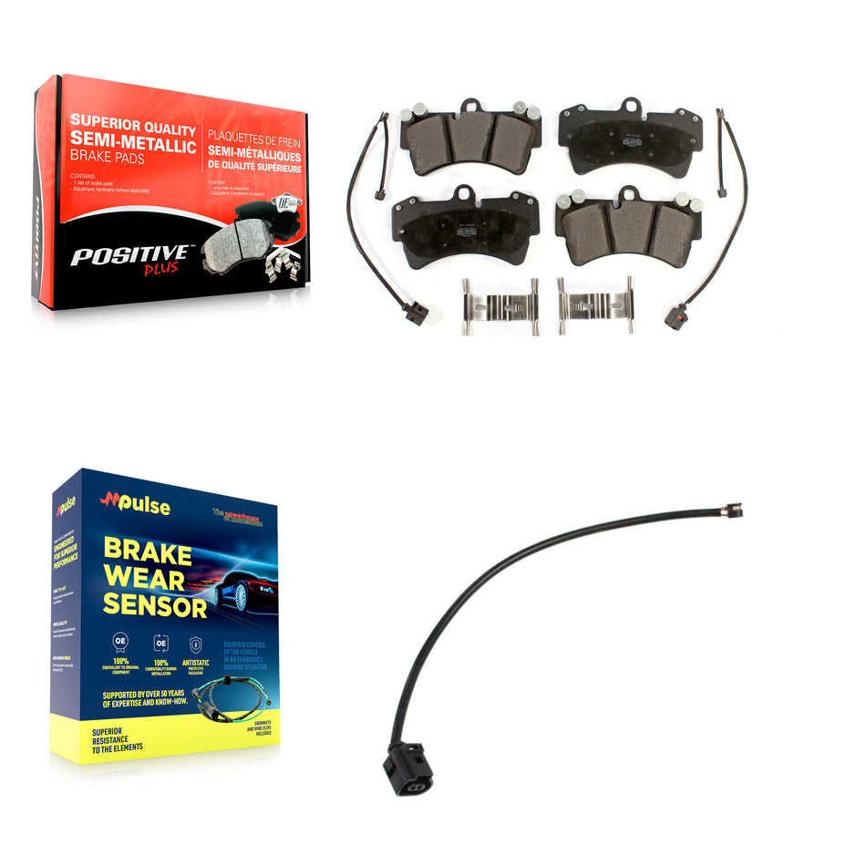 Front Semi-Metallic Disc Brake Pads And Extra Wear Sensors Kit For Audi Q7 KPW-101566